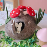Tara Treasures // Felt Fairy Toadstool House with Rabbit Toy