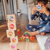 Jumbo gem building blocks — see-through acrylic gems in beechwood frames