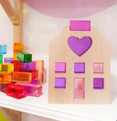 Heart shaped lucite blocks building set open-ended sensory toy Australia