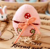 Felt Egg Cover - Peach With Mushroom Motif