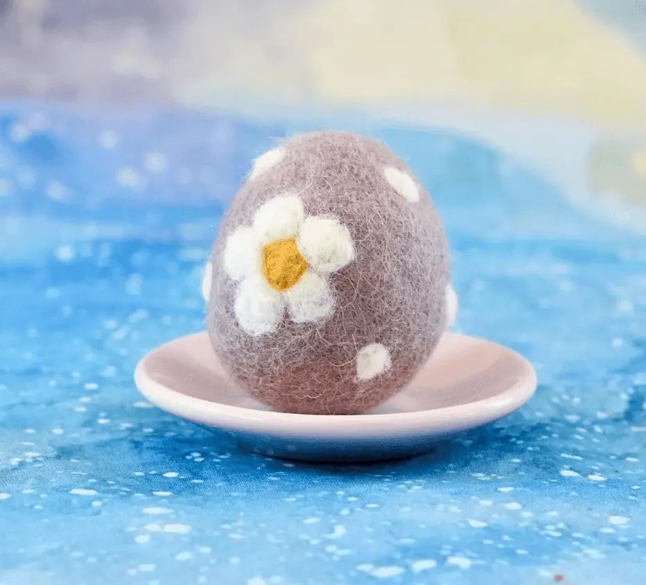 Felt Purple Mauve Floral And Dots Egg Tara Treasures