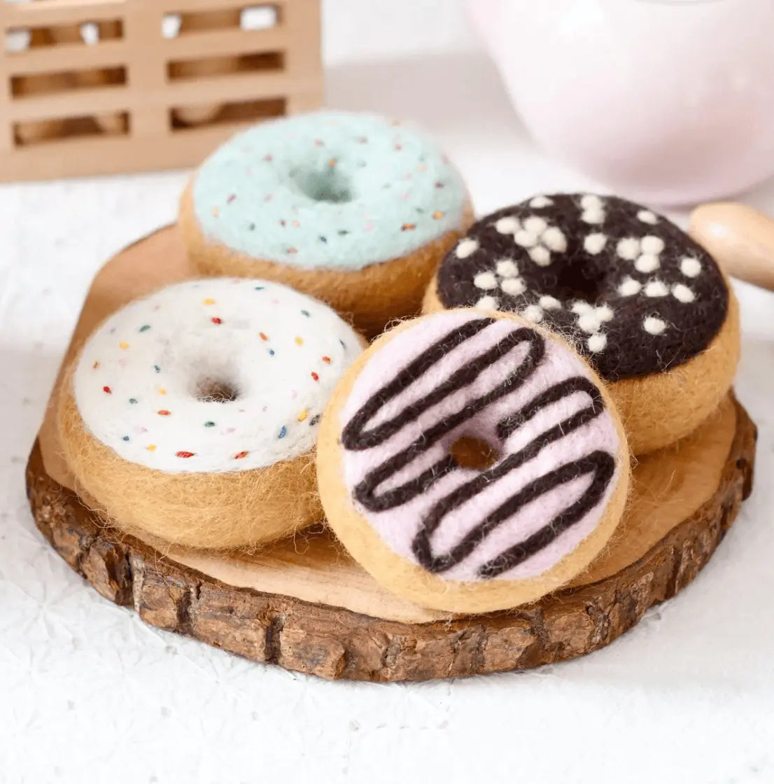 Felt Donut With Blue Vanilla Frosting And Rainbow Sprinkles Tara Treasures