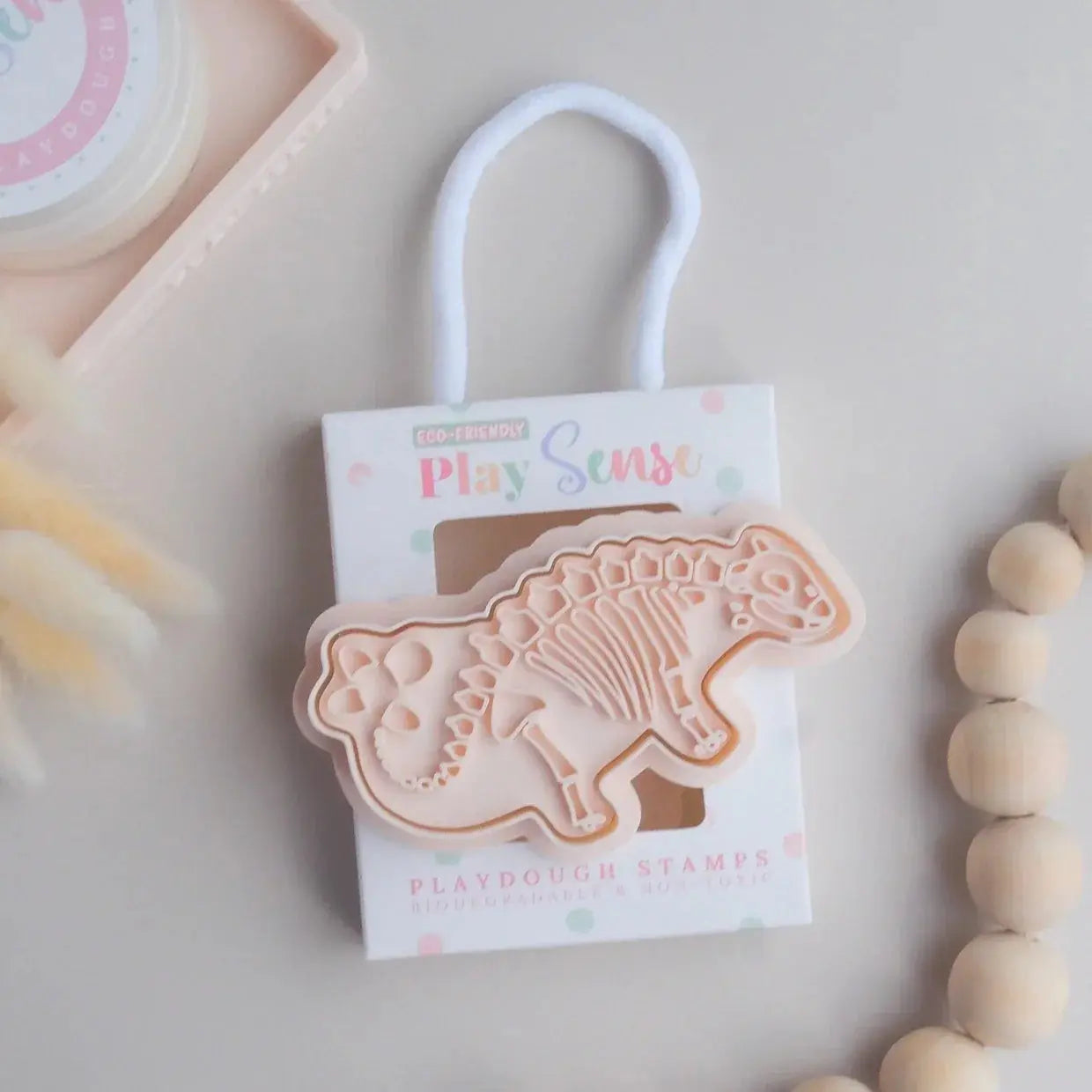 Play Sense // Eco Playdough Stamp Green - Dino Stegosaurus Bones Play Sense