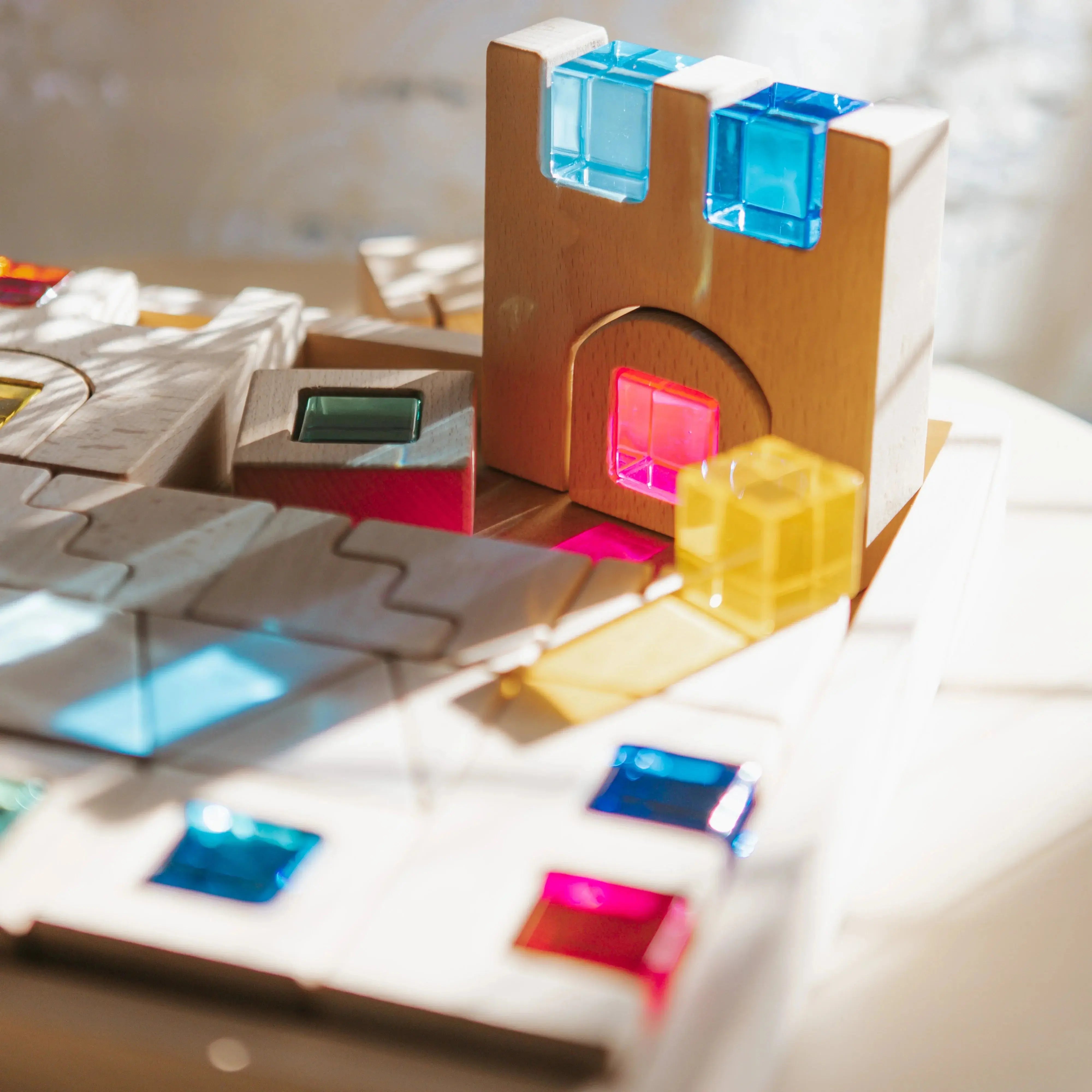 TickIt // Wooden Building Gem Blocks - 40 Pieces TickIt