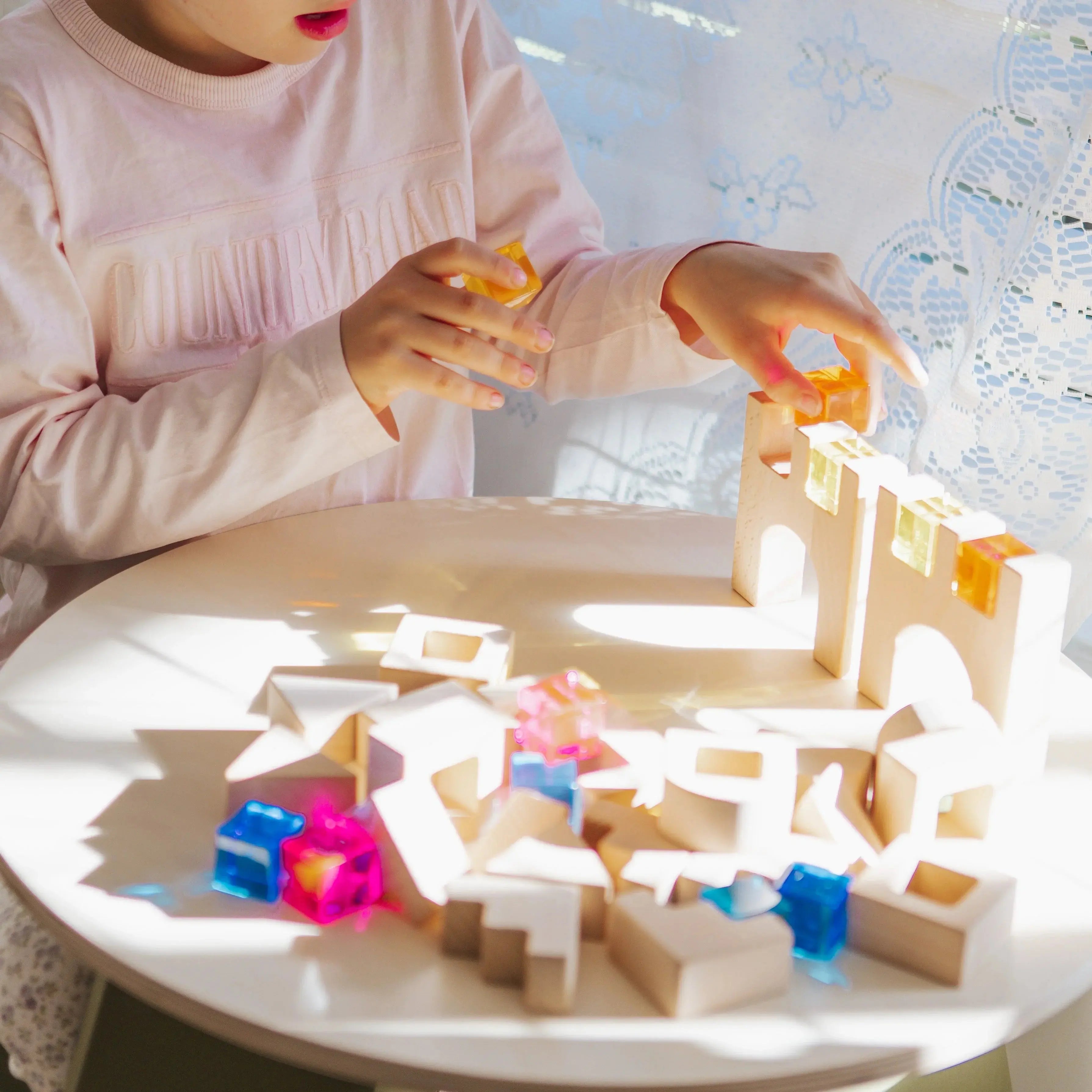 TickIt // Wooden Building Gem Blocks - 40 Pieces TickIt