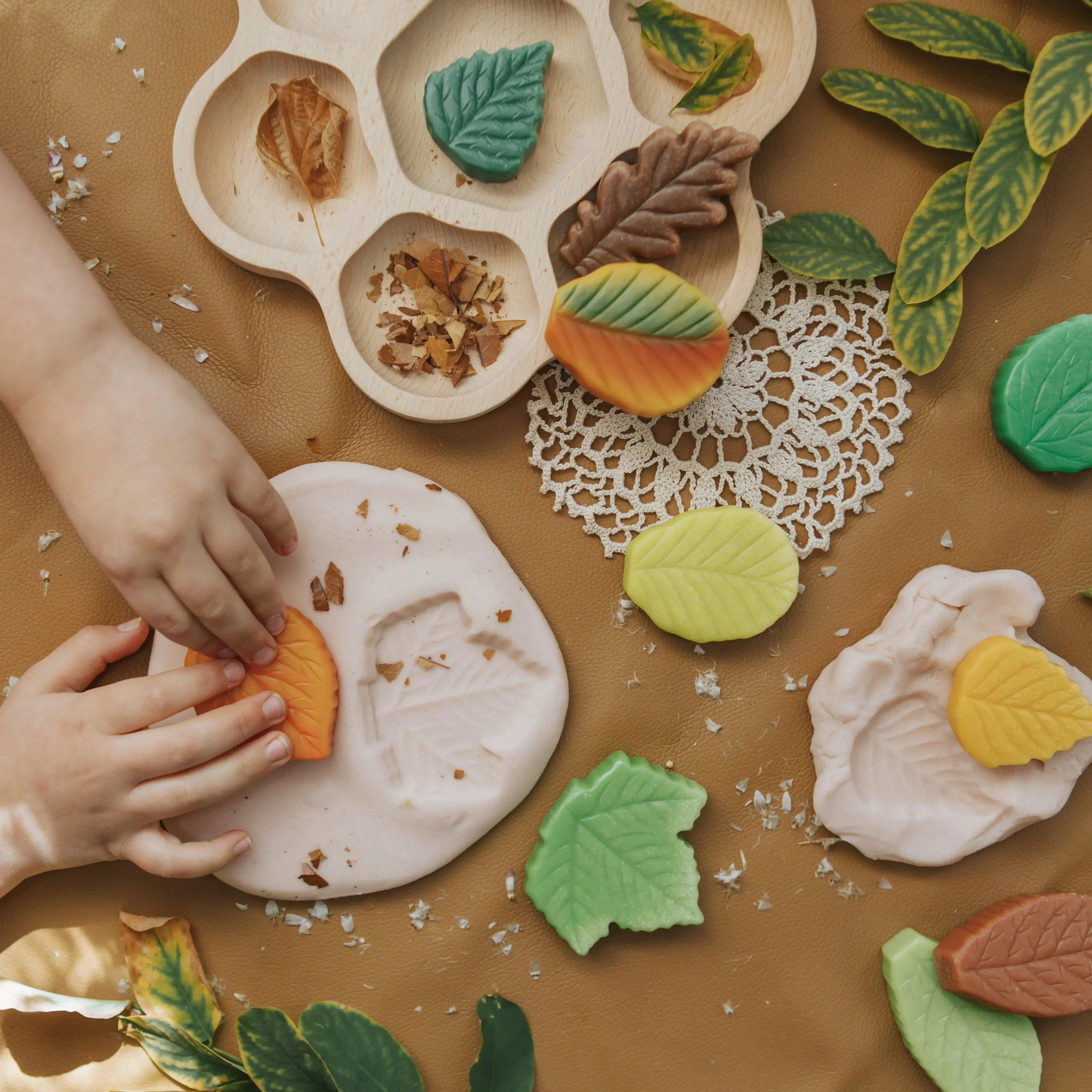 Yellow Door // Sensory Play Stones - Leaves Yellow Door
