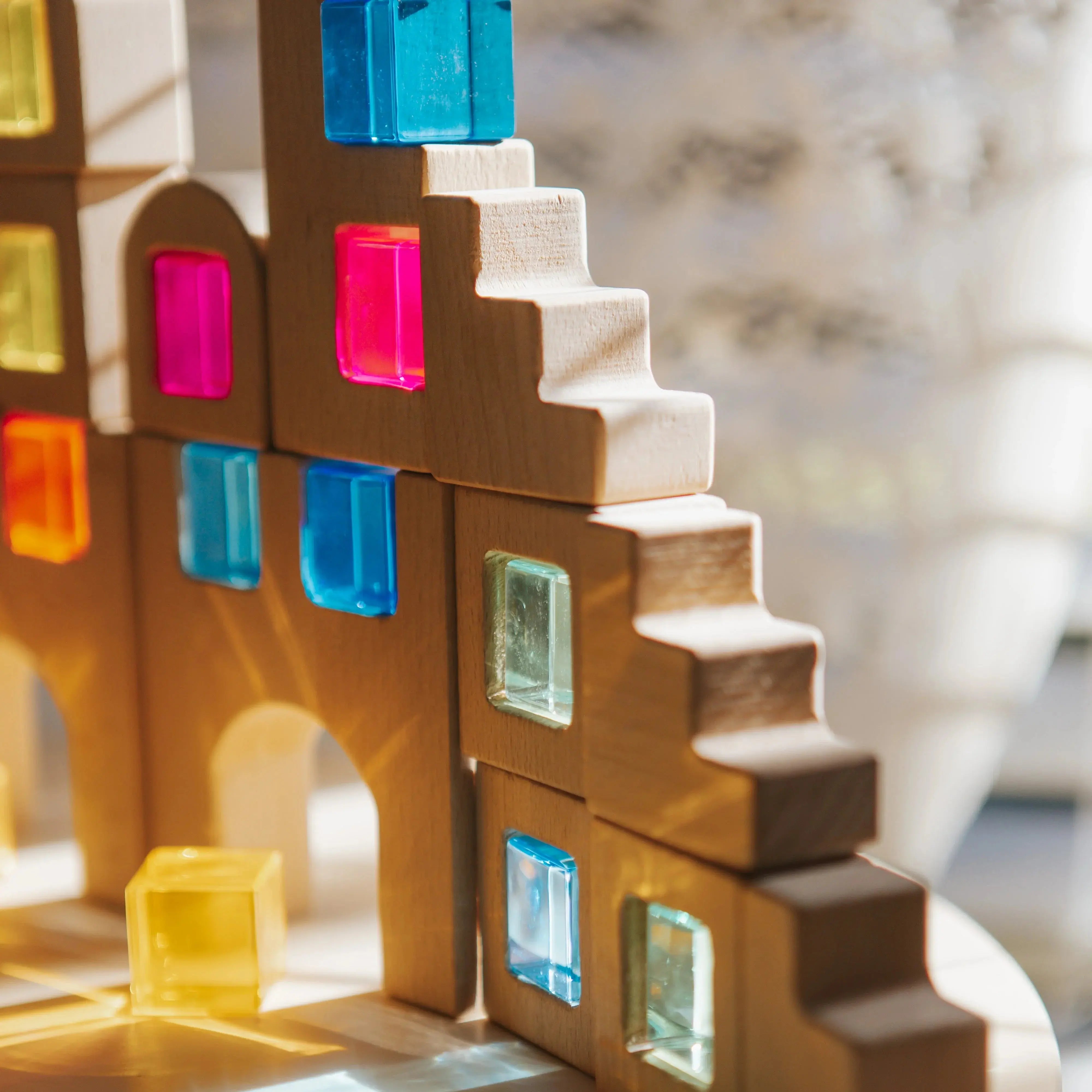 TickIt // Wooden Building Gem Blocks - 40 Pieces TickIt