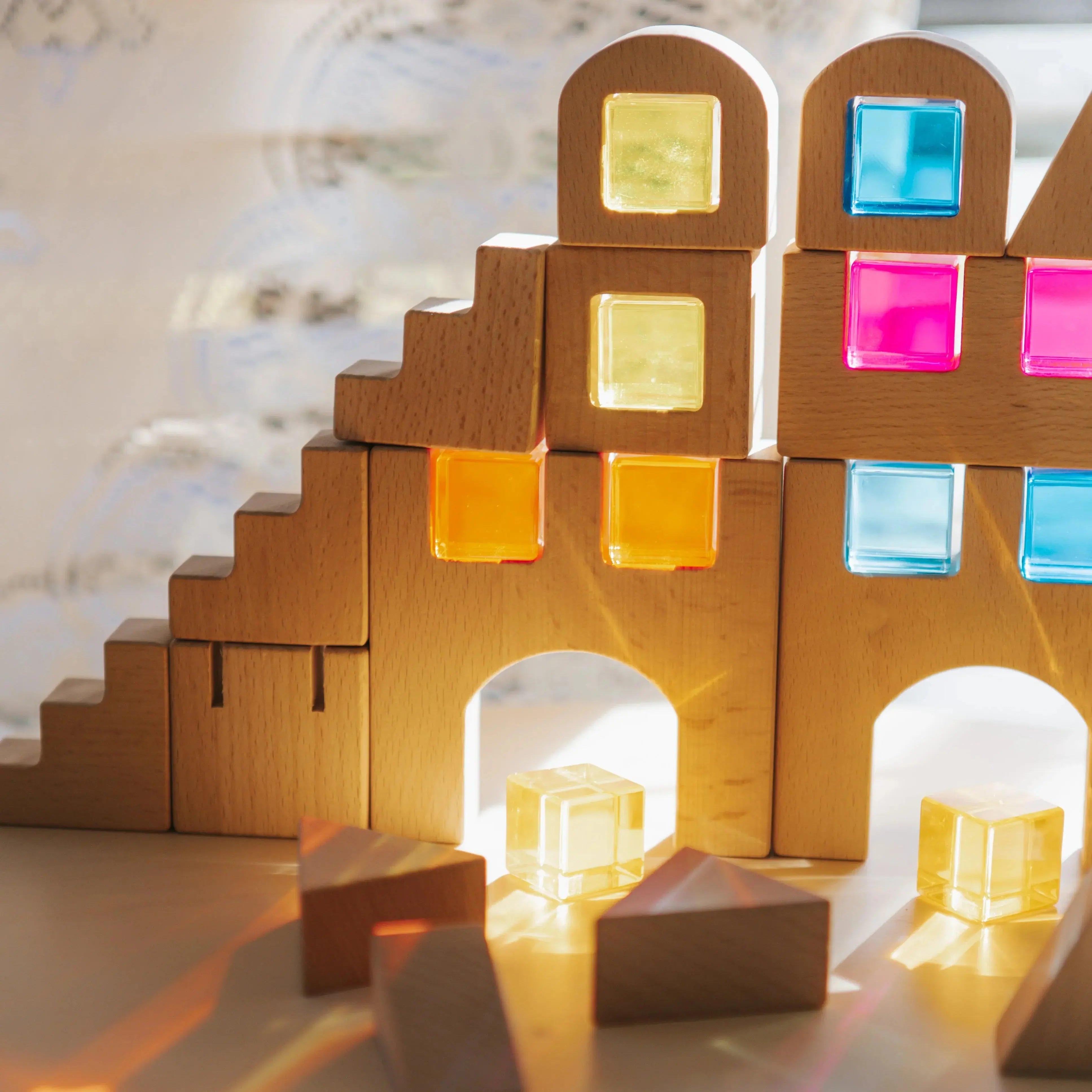 TickIt // Wooden Building Gem Blocks - 40 Pieces TickIt