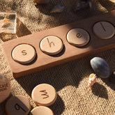 Wooden Word Building Tray and Tokens Our Earth Life