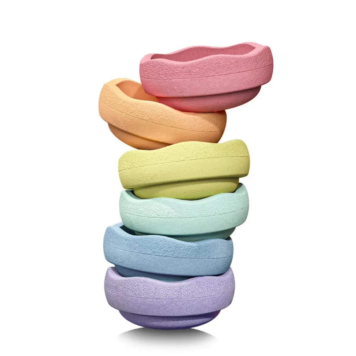 Stapelstein Balance Stepping Stones - Original + Board Combination, Set of 8, Rainbow Pastel Complete Stapelstein