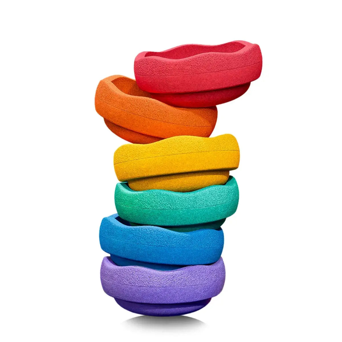 Stapelstein Balance Stepping Stones - Original + Board Combination, Set of 8, Rainbow Classic Complete Stapelstein