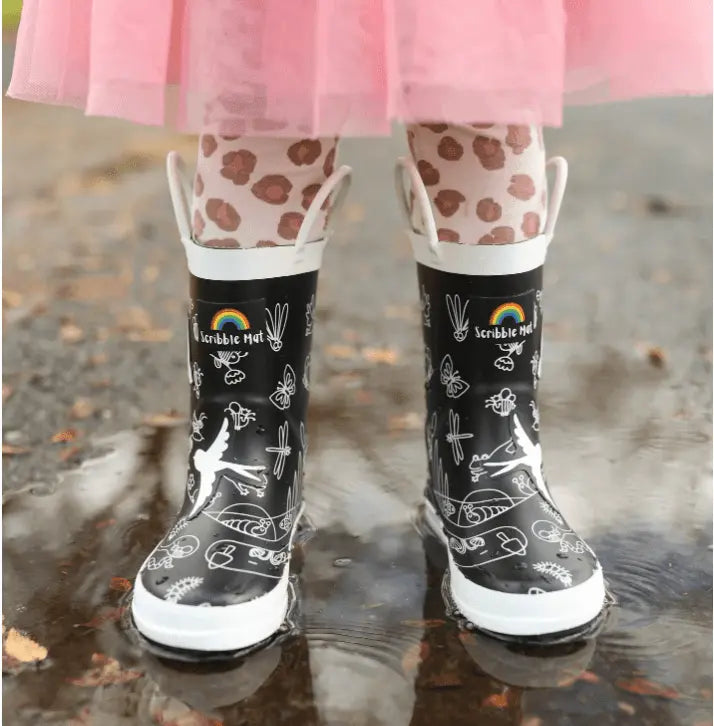 The Curated Parcel - Scribble Mat // Magic Colour Changing Gumboots