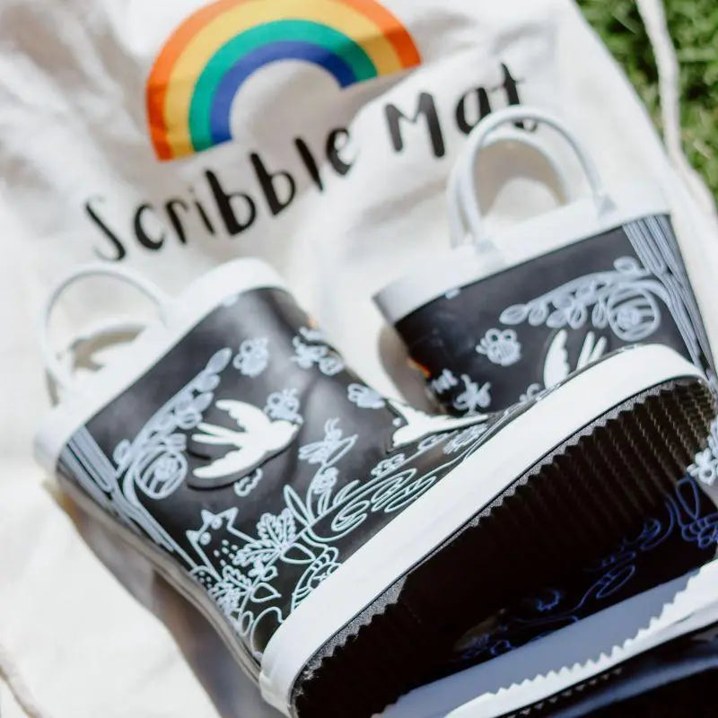 The Curated Parcel - Scribble Mat // Magic Colour Changing Gumboots