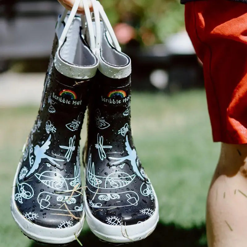 The Curated Parcel - Scribble Mat // Magic Colour Changing Gumboots