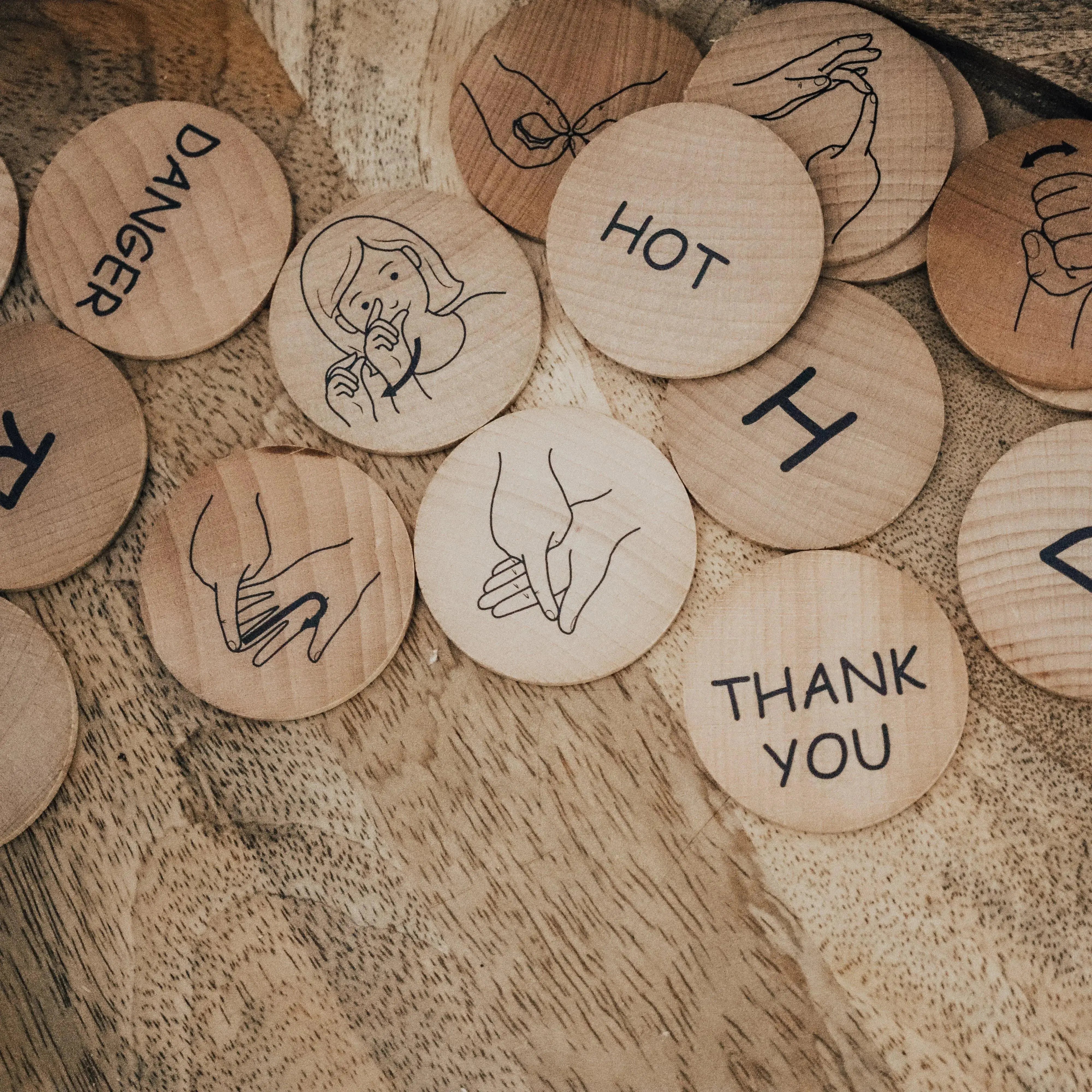 The Curated Parcel - Sign Language Wooden Set
