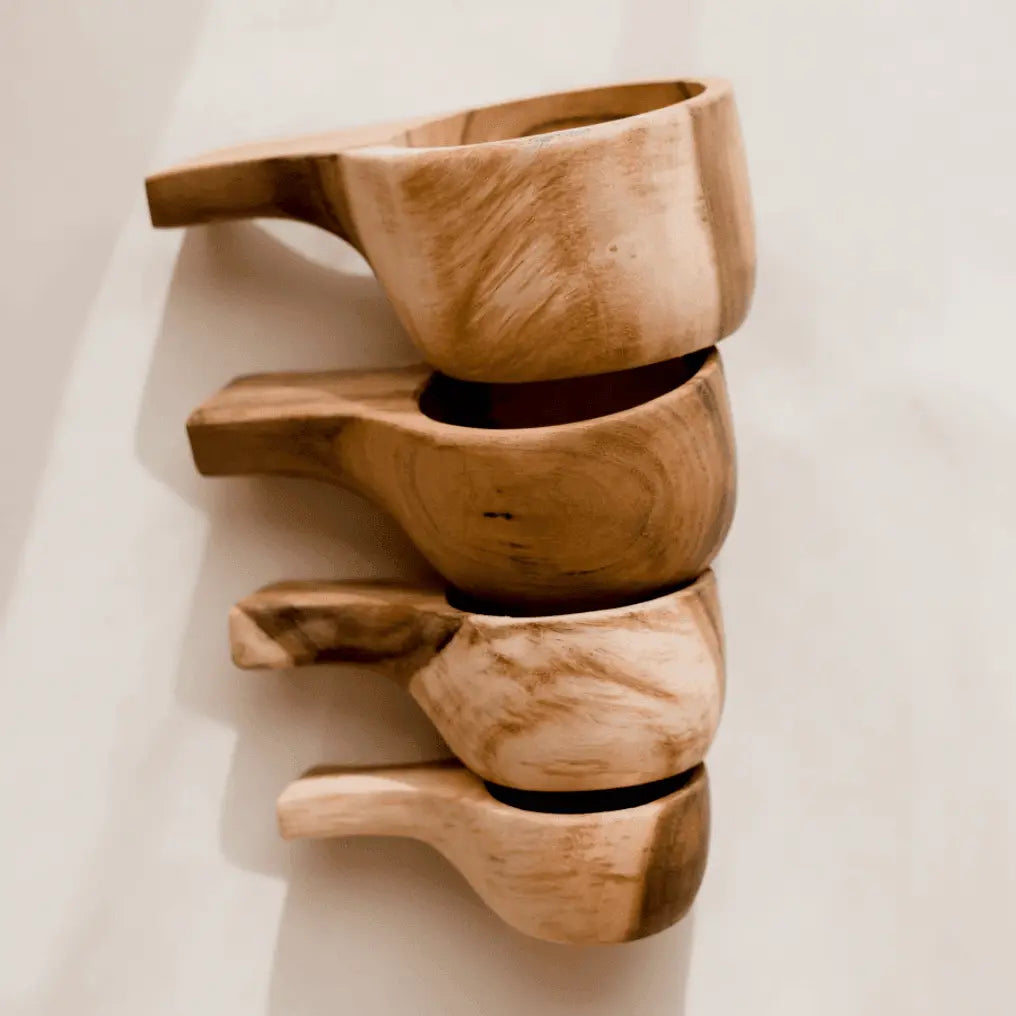 The Curated Parcel - Wooden Measuring Cup (Set of 4)