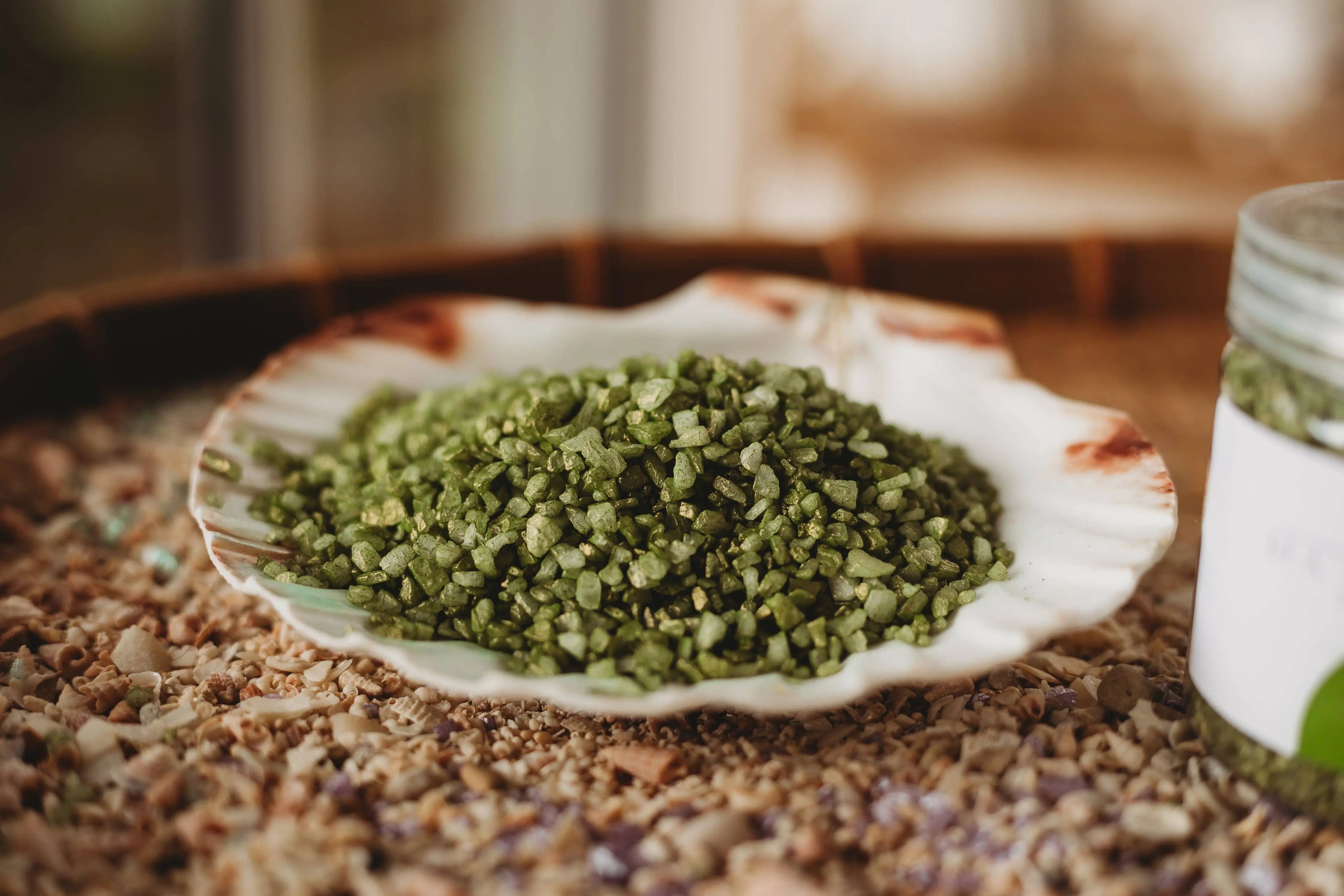 Sea Monster - Olive Green Sea Salt Shimmers SMALL - Potion Play & Sensory Ingredients The Saltwater Collective Potions