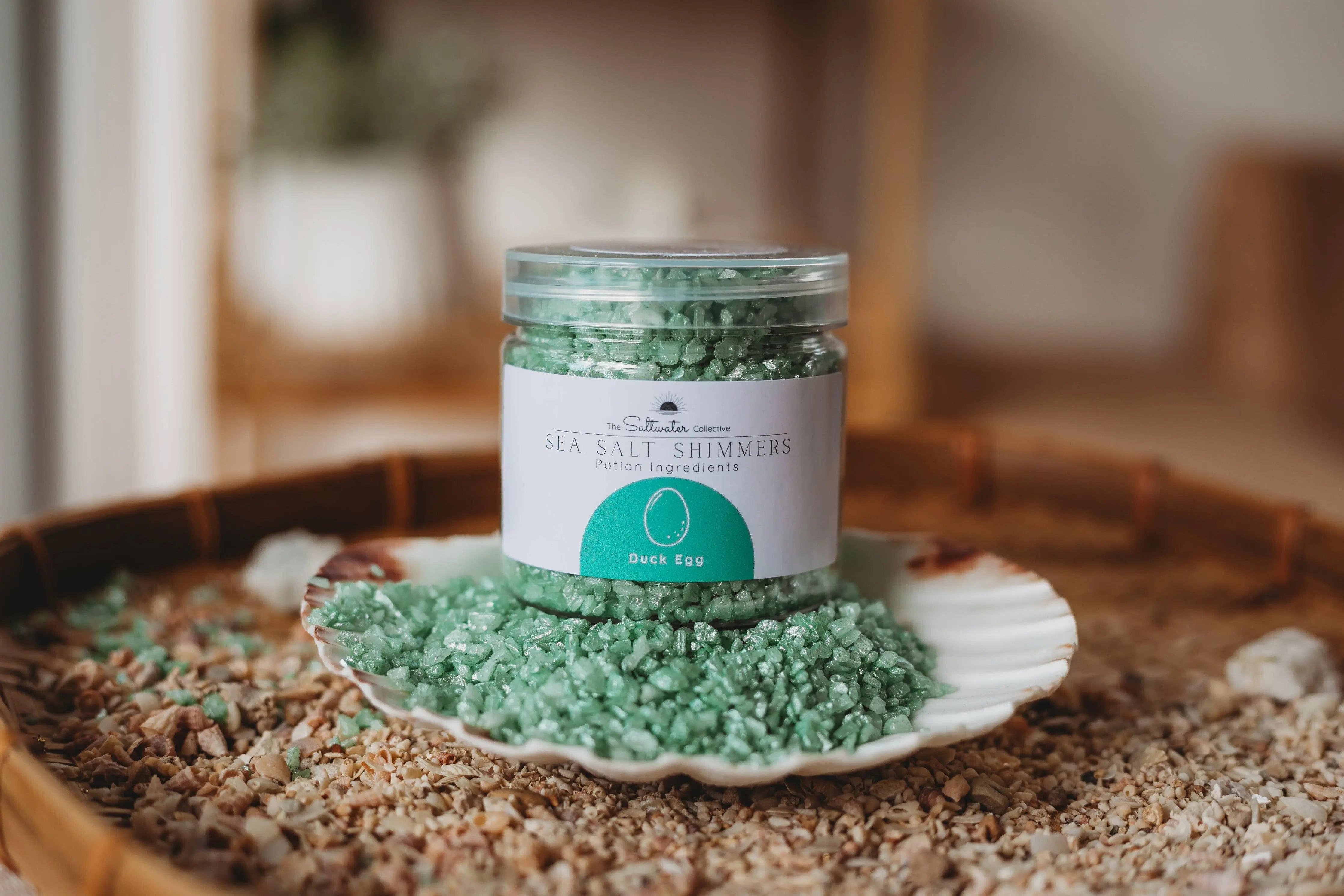 Duck Egg - Light Blue Green Sea Salt Shimmers SMALL - Potion Play & Sensory Ingredients The Saltwater Collective Potions