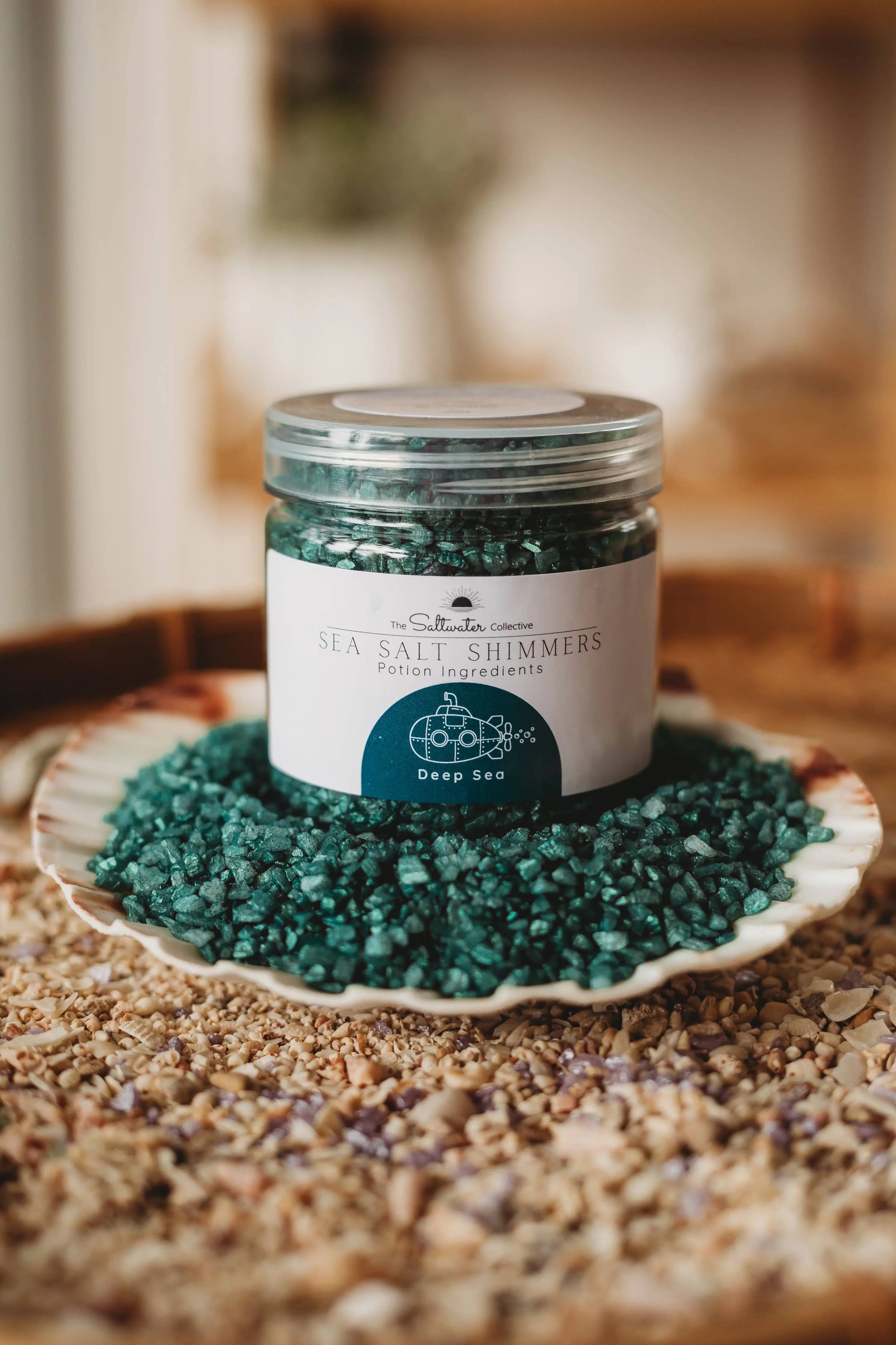 Deep Sea - Dark Emerald Green Sea Salt Shimmers SMALL - Potion Play & Sensory Ingredients The Saltwater Collective Potions