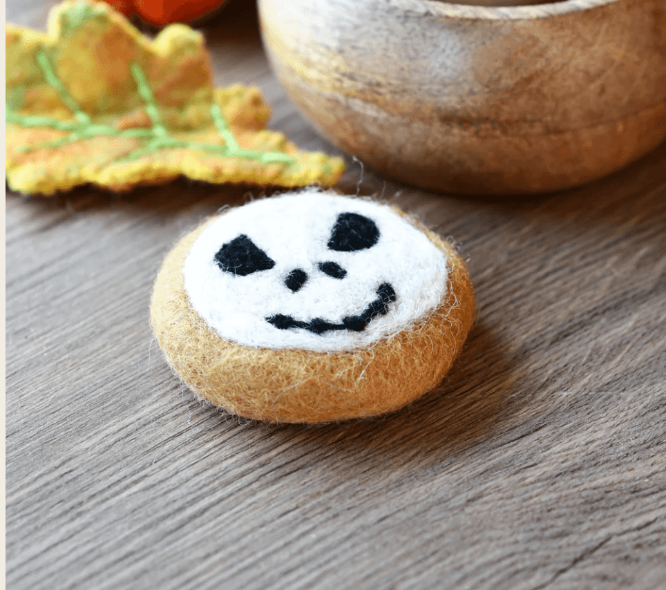 Felt Halloween Angry Skull Cookie