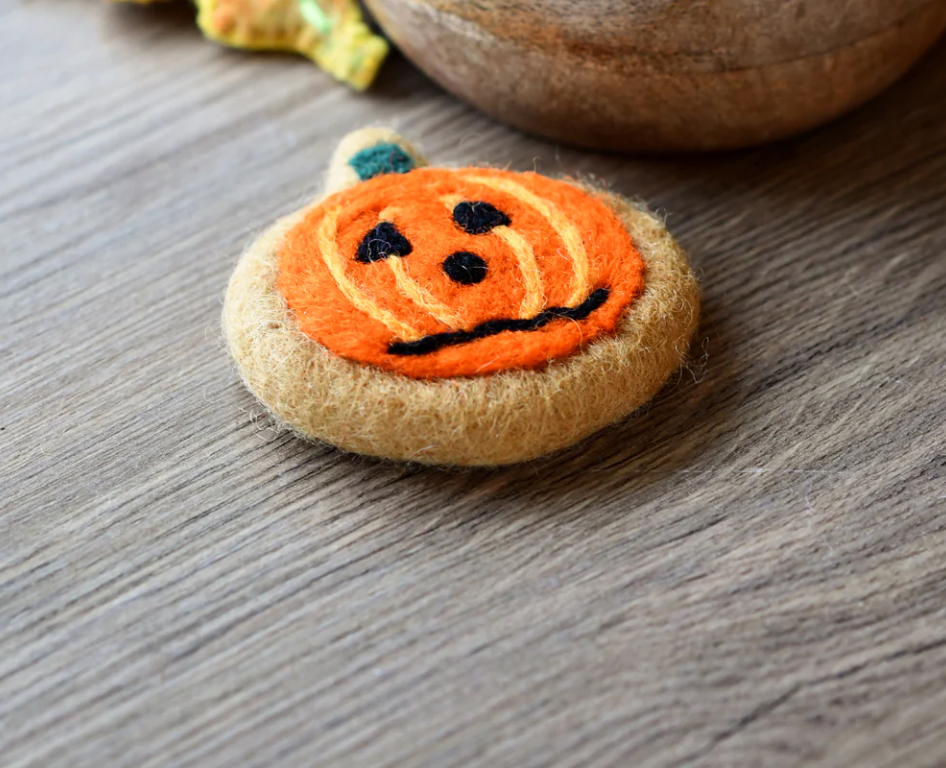 Felt Halloween Frazzled Pumpkin Cookie