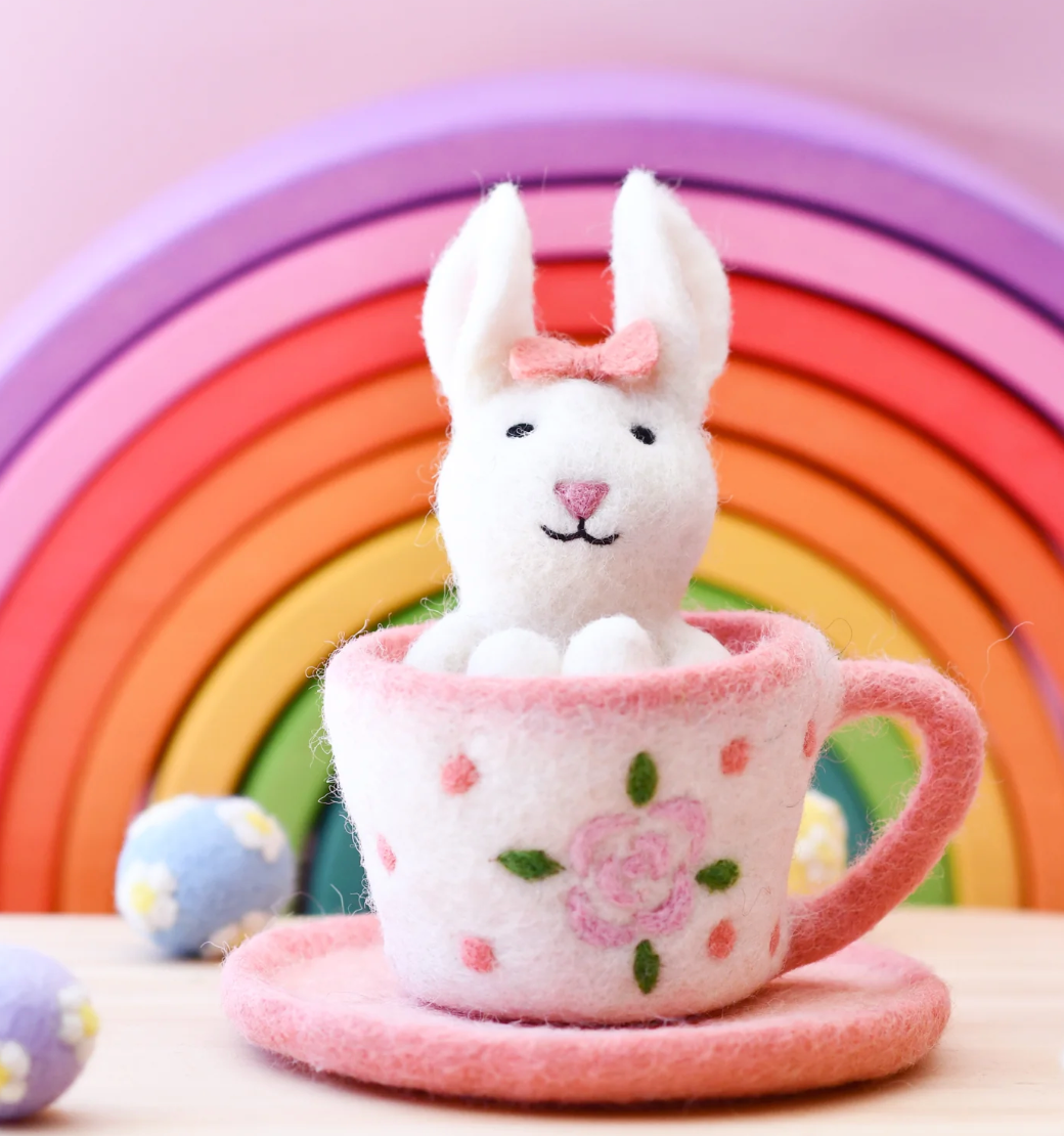 Felt Rabbit In Tea Cup Party