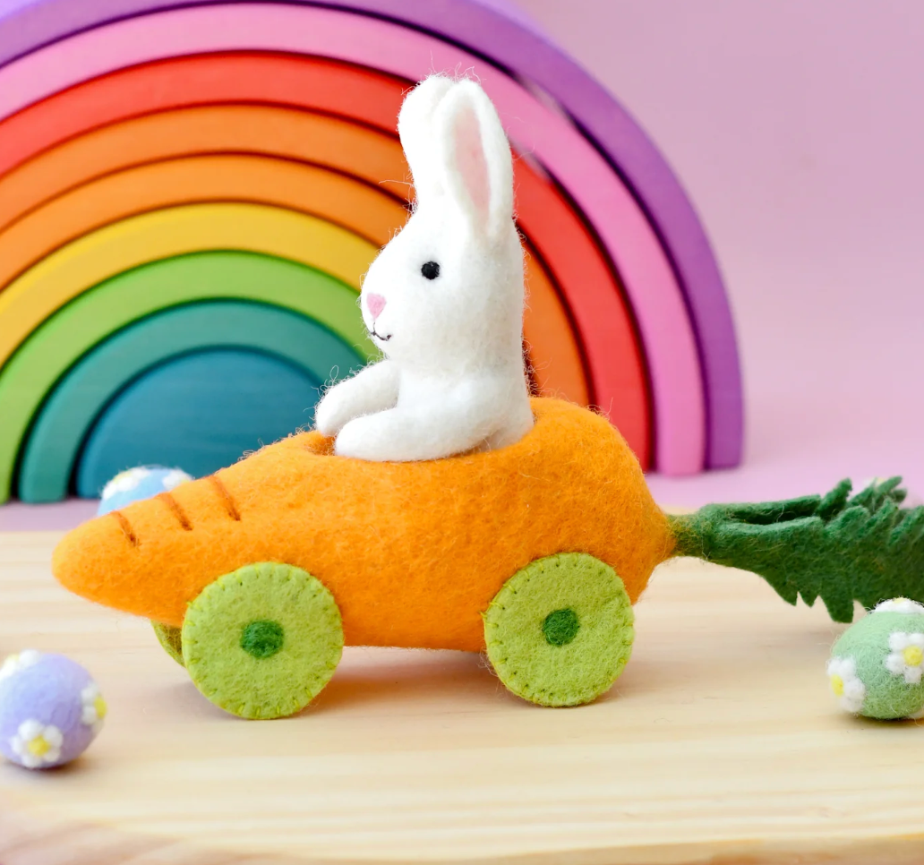 Felt Rabbit With Carrot Car Toy
