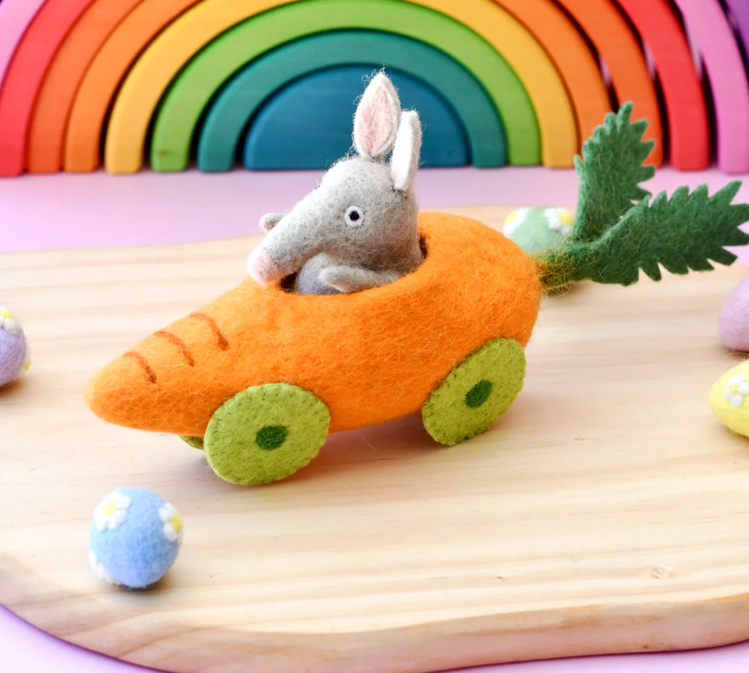 Felt Bilby With Carrot Car Toy