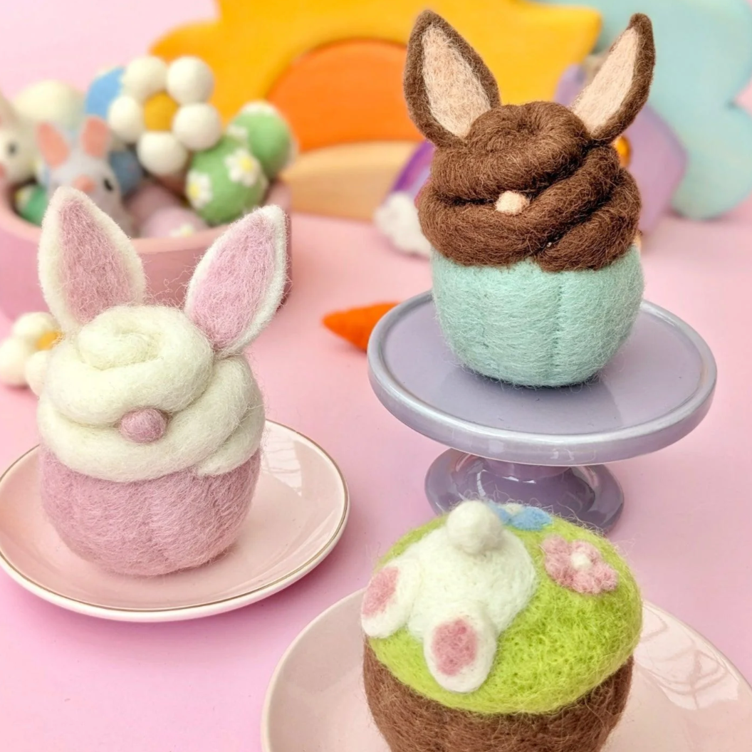 Felt Easter Bunny Cupcake (Set of 3)