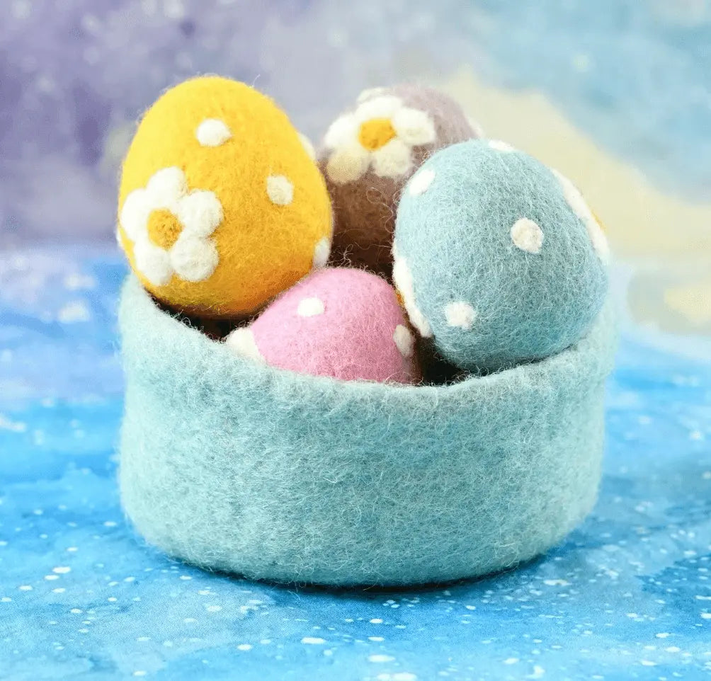 Felt Purple Mauve Floral And Dots Egg Tara Treasures