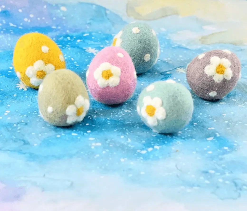 Felt Purple Mauve Floral And Dots Egg Tara Treasures