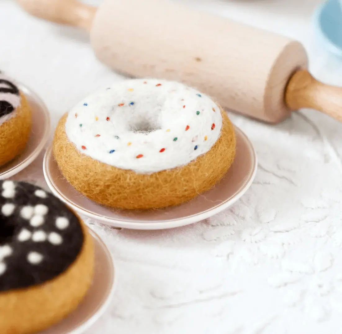 Felt Donut With Classic Glaze And Rainbow Sprinkles Tara Treasures