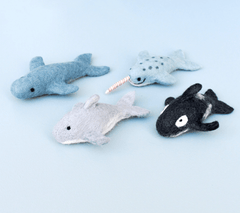 Felt Ocean Marine Mammal Toys - Orca, Whale, Dolphin & Narwhal