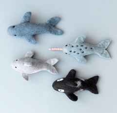 Felt Ocean Marine Mammal Toys - Orca, Whale, Dolphin & Narwhal