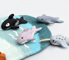 Felt Ocean Marine Mammal Toys - Orca, Whale, Dolphin & Narwhal