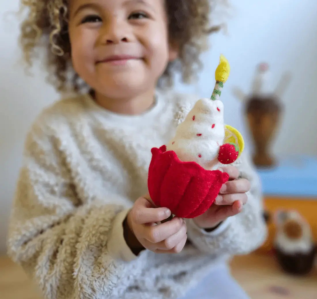Felt Giant Strawberry Cupcake With Candle Tara Treasures