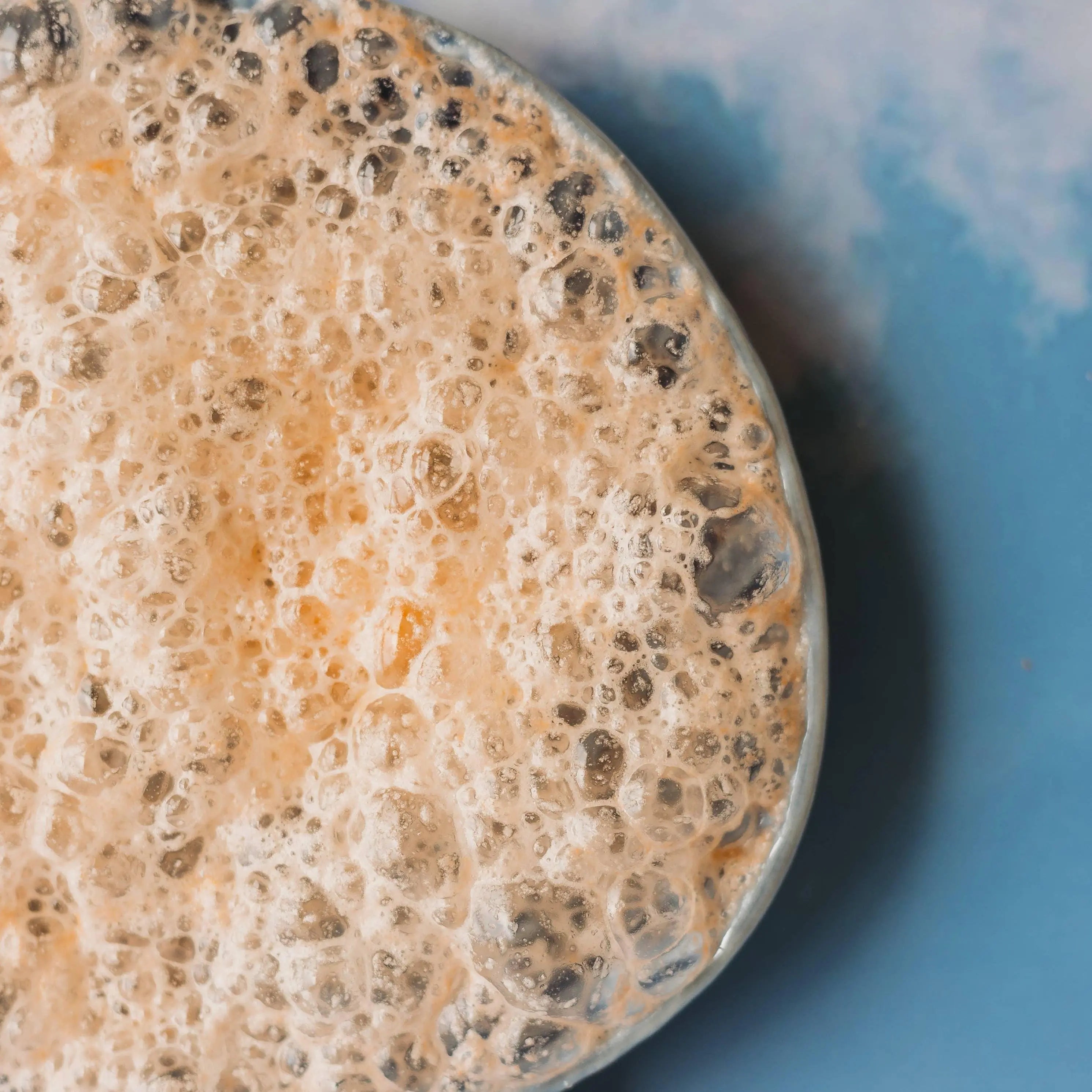 Close-up of a play fizz with a blue background