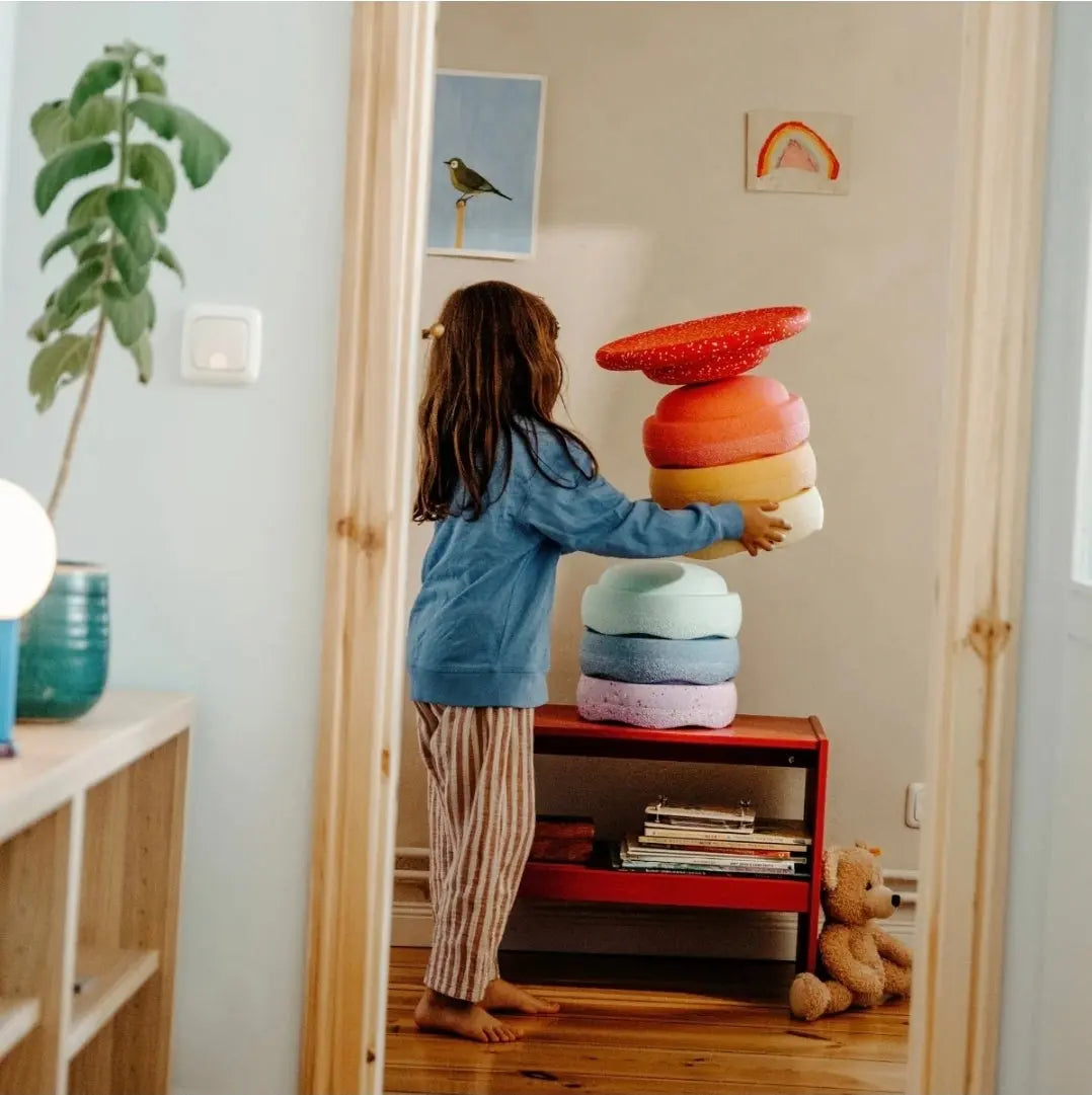 Stapelstein® Hidden Giants Rainbow Pastel 6 + Agaric Toadstool Balance Board - LIMITED EDITION Stapelstein