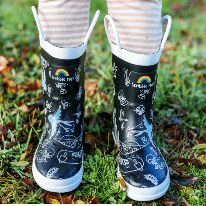 The Curated Parcel - Scribble Mat // Magic Colour Changing Gumboots 