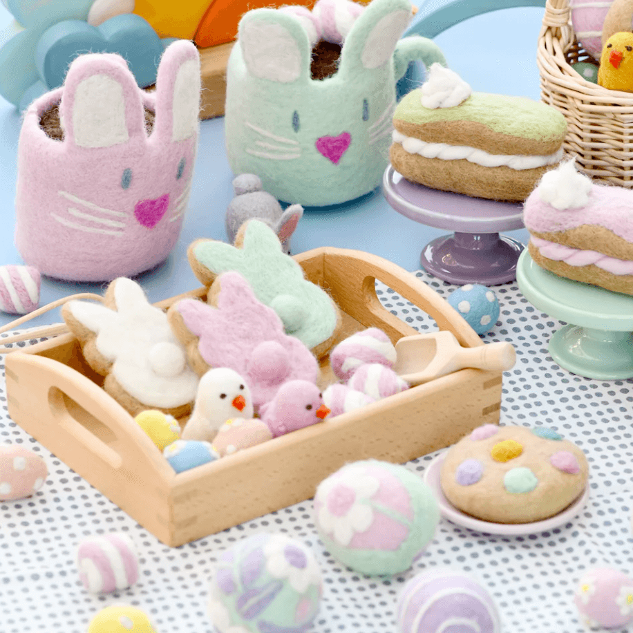 The Curated Parcel - Felt Pink Easter Bunny Cookie 