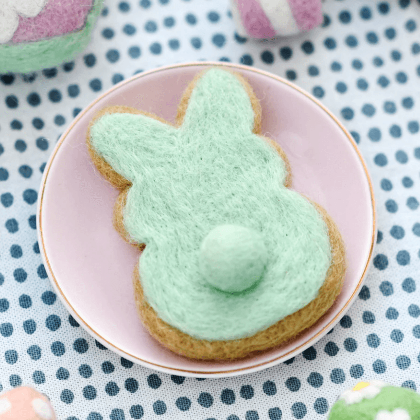 The Curated Parcel - Felt Mint Green Easter Bunny Cookie 