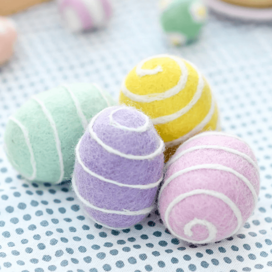 The Curated Parcel - Felt Spiral Eggs (Set of 4) 