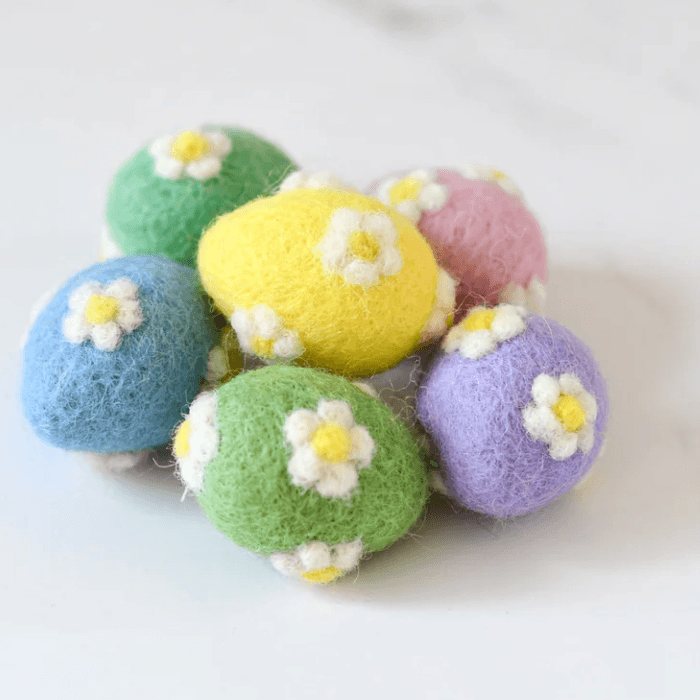 The Curated Parcel - Felt Pastel Flower Eggs (Set of 6) 