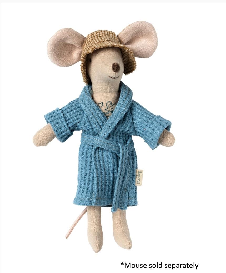 The Curated Parcel - Maileg //  Bathrobe Mouse dusty blue 