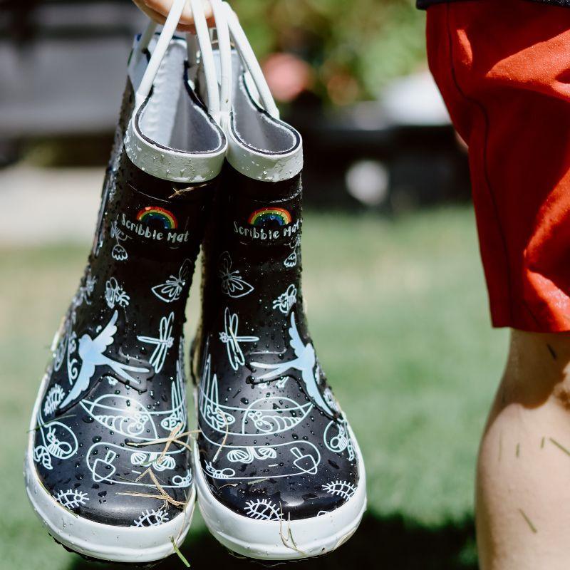 The Curated Parcel - Scribble Mat // Magic Colour Changing Gumboots 
