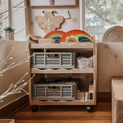 The Curated Parcel - Bunny Tickles // Solid Wood Trolley 