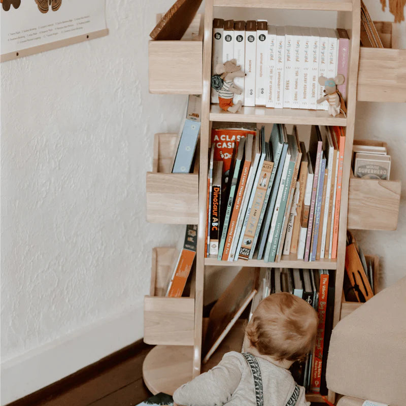 The Curated Parcel - Bunny Tickles // Revolving Solid Wood Bookcase 
