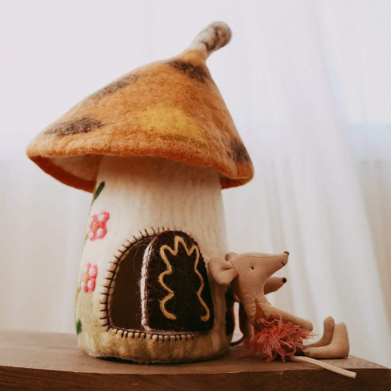 The Curated Parcel - Fairies & Gnomes Felt Home - Brown 