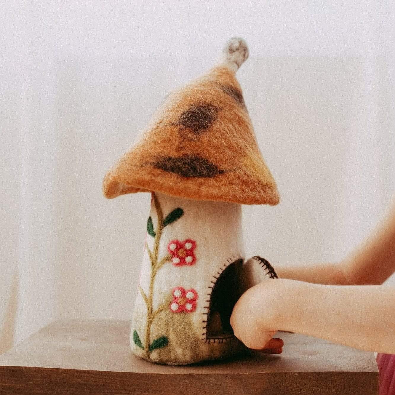 The Curated Parcel - Fairies & Gnomes Felt Home - Brown 