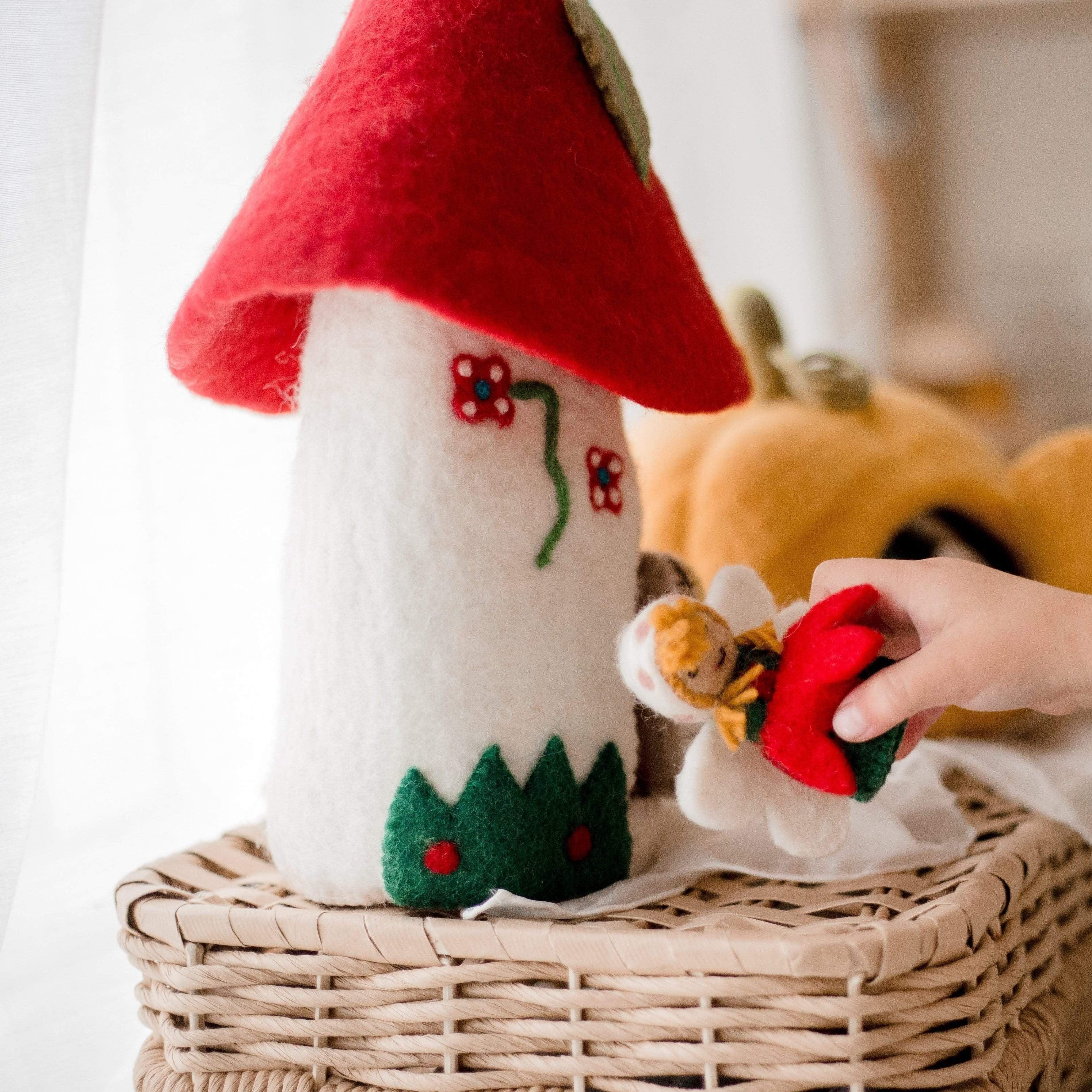 The Curated Parcel - Fairies & Gnomes Felt Home - Red 